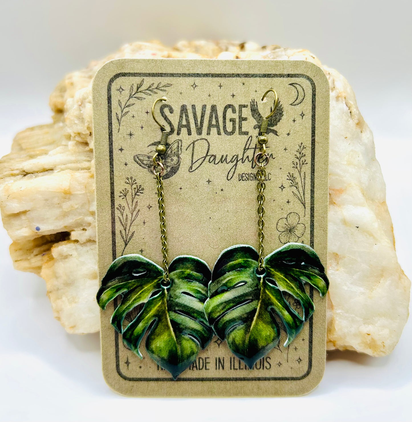 Monstera Leaf Earrings – Handmade Jungle-Inspired Dangles | Eco Friendly