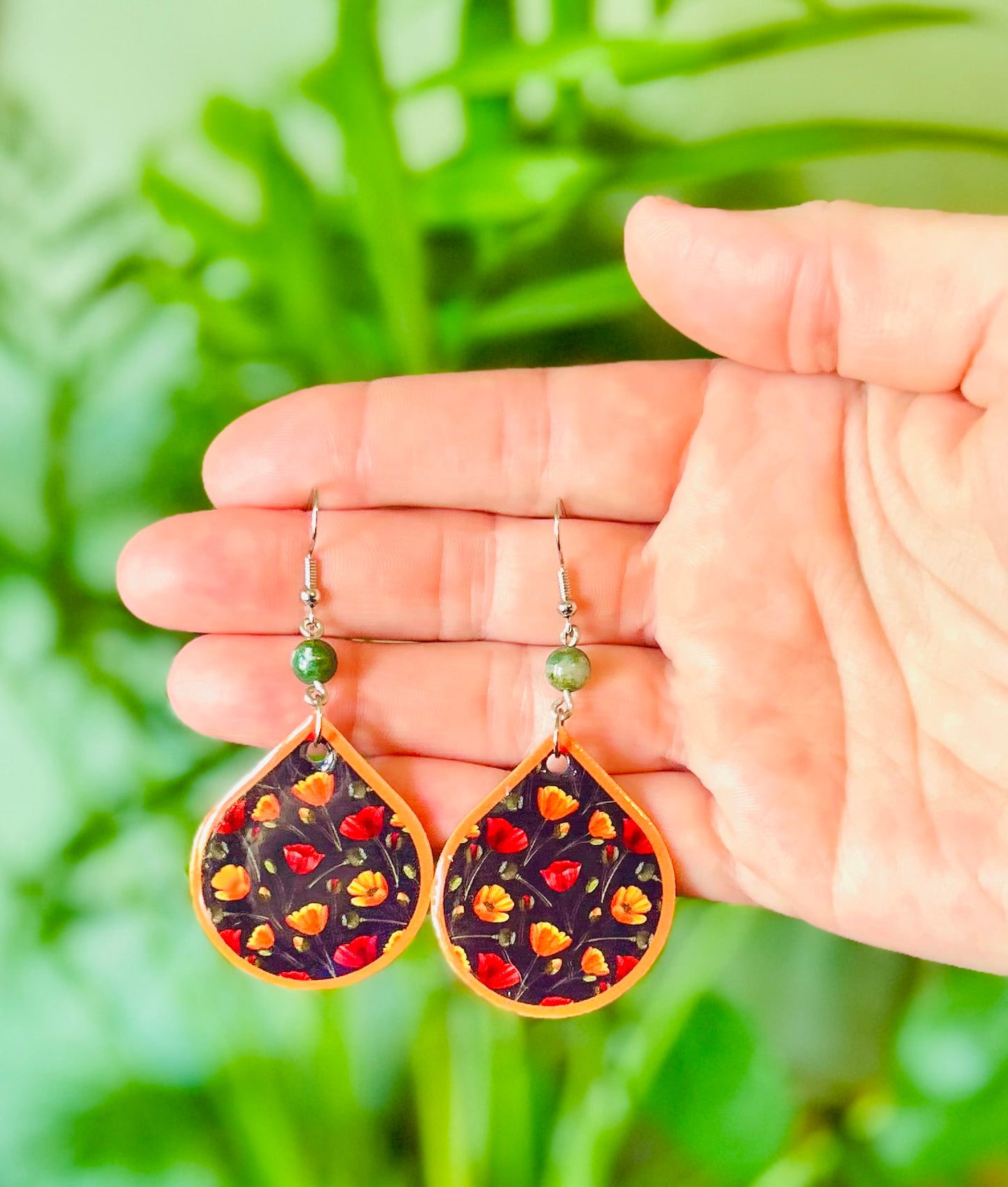 Poppy Earrings – Handmade Floral Dangles | Eco Friendly Boho Jewelry