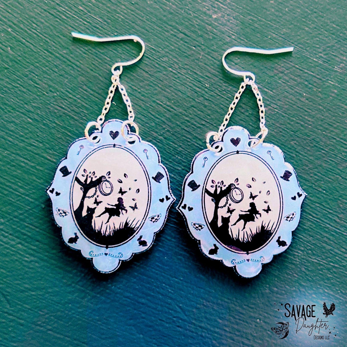 Through The Looking Glass Earrings | Unique Earrings | Alice in Wonderland Earrings | Fun Earrings | Novelty Earrings | Handmade Earrings |