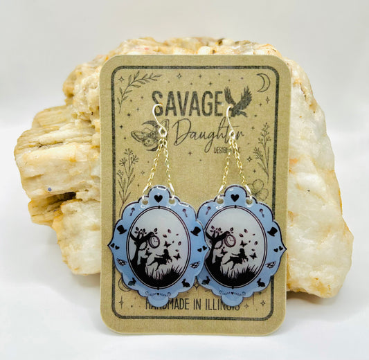 Through The Looking Glass Earrings | Unique Earrings | Alice in Wonderland Earrings | Fun Earrings | Novelty Earrings | Handmade Earrings |