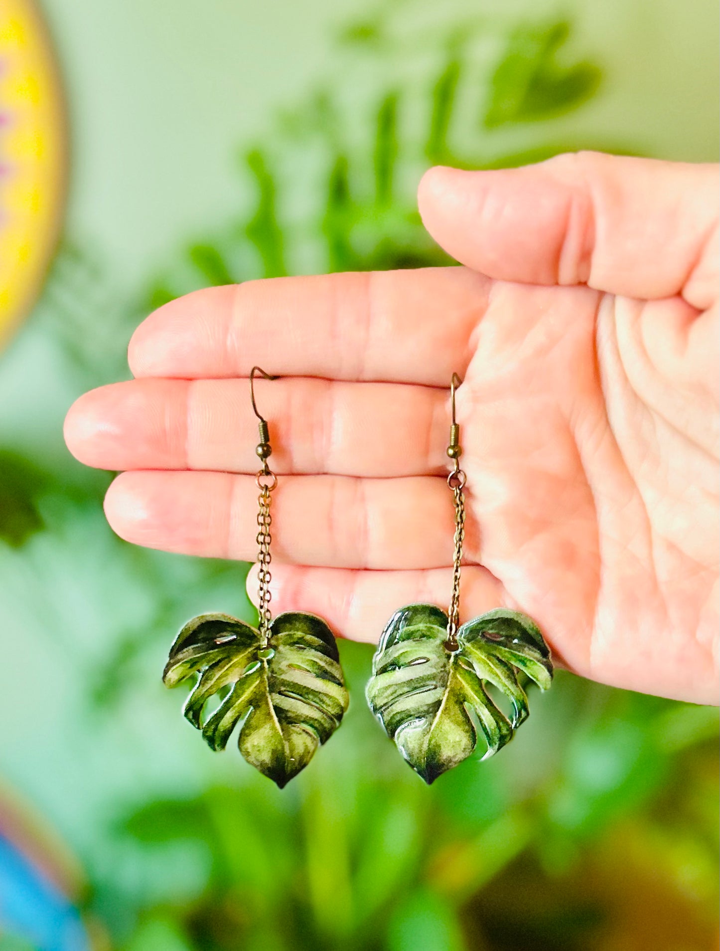 Monstera Leaf Earrings – Handmade Jungle-Inspired Dangles | Eco Friendly